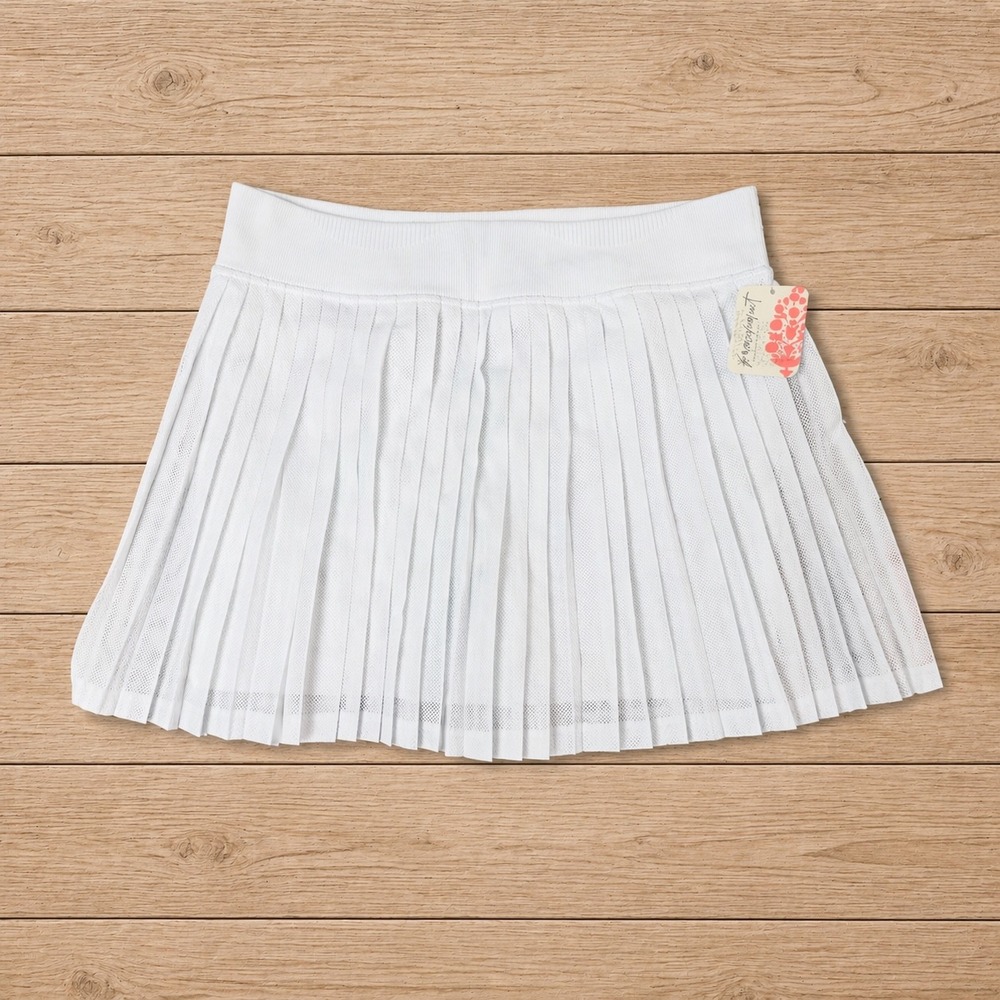 FP Movement Free People Pleated Tennis Skort White Pleated Mesh  M/L